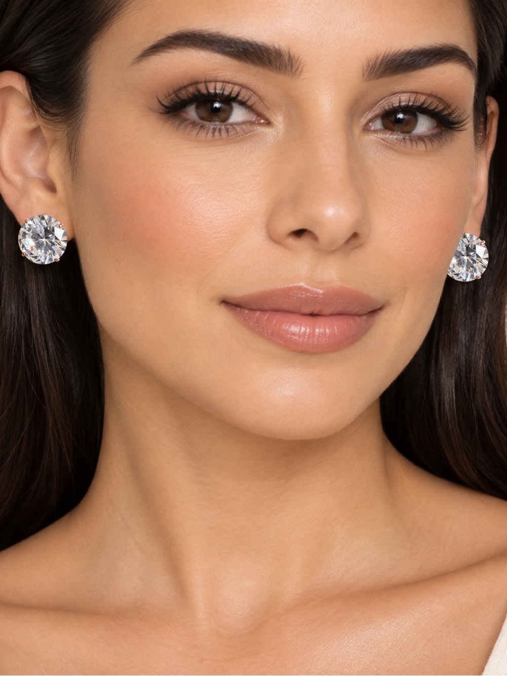 14K Gold Clear Cubic Zirconia Round Stud Earrings - Classic 14K Gold Sparkle